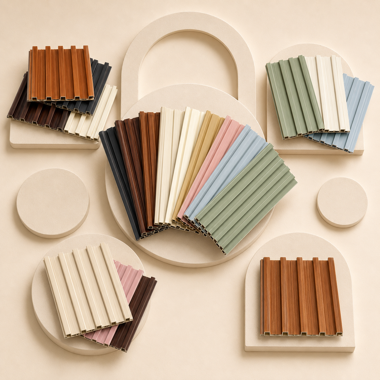 Pioneer PVC WPC interior louver showing decorative laminate and composite core